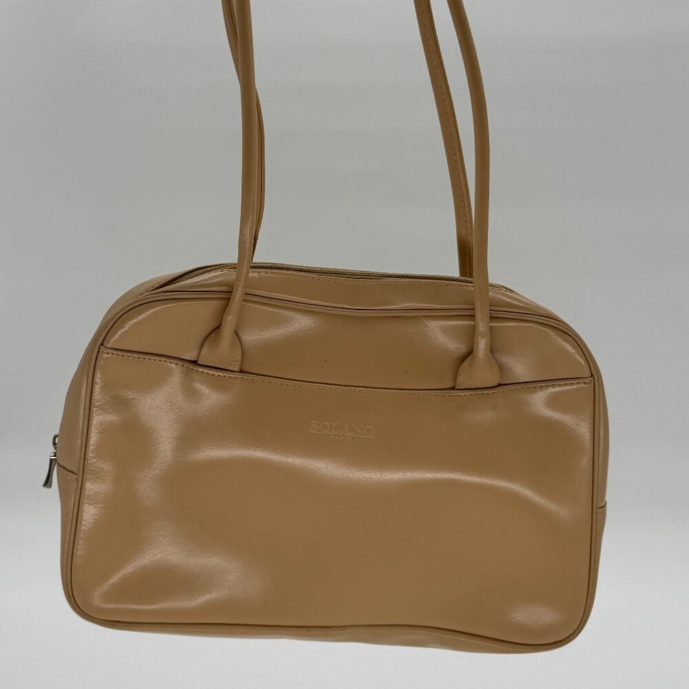 Vintage Tan Solano Paris Synthetic Shoulder Bag